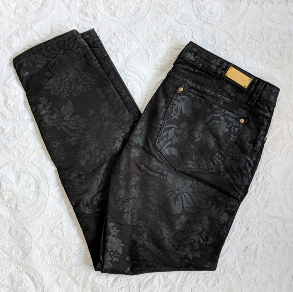 Zara floral coated denim NWOT